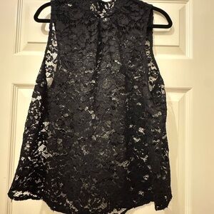 Who What Wear Black Lace Sleeveless Blouse